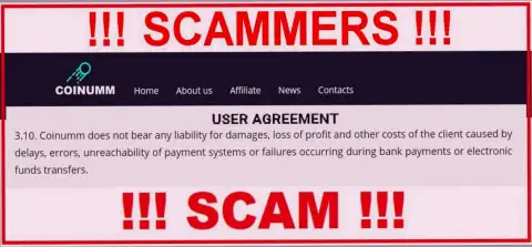 Coinumm scammers aren't liable for customer losses
