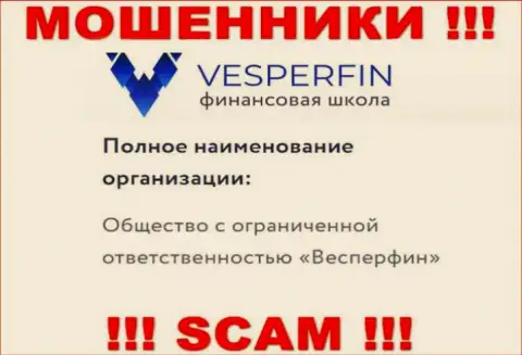 Инфа про юр лицо internet-мошенников ВесперФин - ООО Весперфин, не спасет Вас от их грязных рук