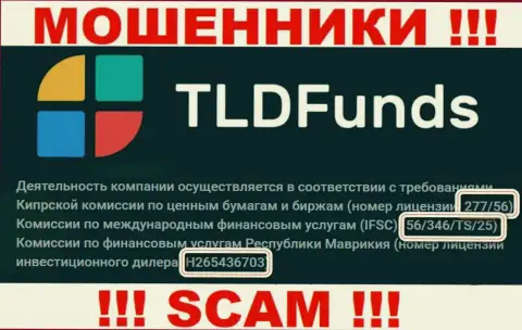 TLD Funds представили на интернет-портале лицензию, но ее наличие мошеннической их сути абсолютно не меняет