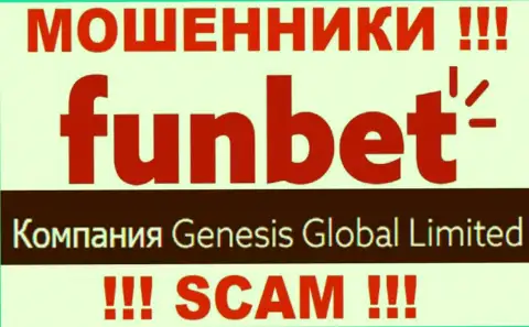 Сведения об юридическом лице организации ФунБет, им является Genesis Global Limited
