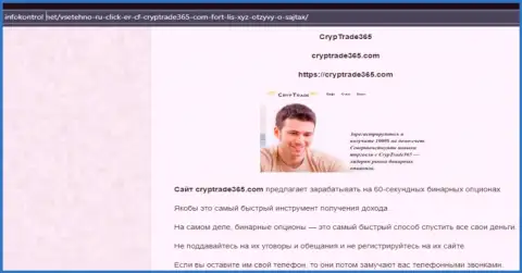 Обзор противозаконных действий scam-проекта CrypTrade 365 - это ШУЛЕРА !!!