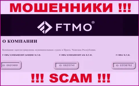 Организация FTMO засветила свой номер регистрации на своем официальном сайте - 03136752