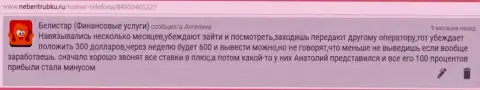 Классическая схема жульничества обманщиков Белистар предоставлена на веб-сайте о форекс-организациях IamBinaryTrader Ru