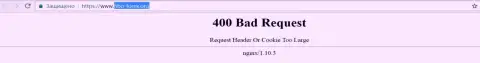 Официальный веб-ресурс форекс брокера Фибо Груп Лтд некоторое количество дней заблокирован и показывает - 400 Bad Request