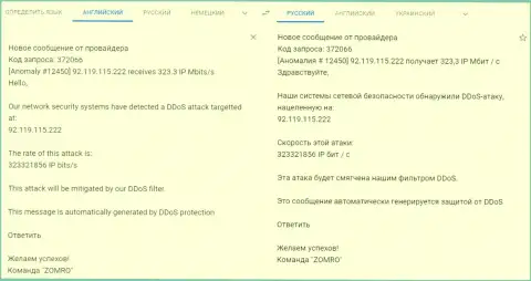 Сообщение о попытках блокировки функционирования веб-сервиса FxPro-Obman.Com, при помощи осуществления DDOS-атаки на web-ресурс