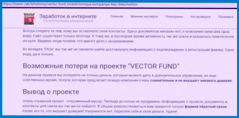 Вектор Фонд - это хайп контора, сотрудничая с которой Вы останетесь без вкладов (отрицательный реальный отзыв)